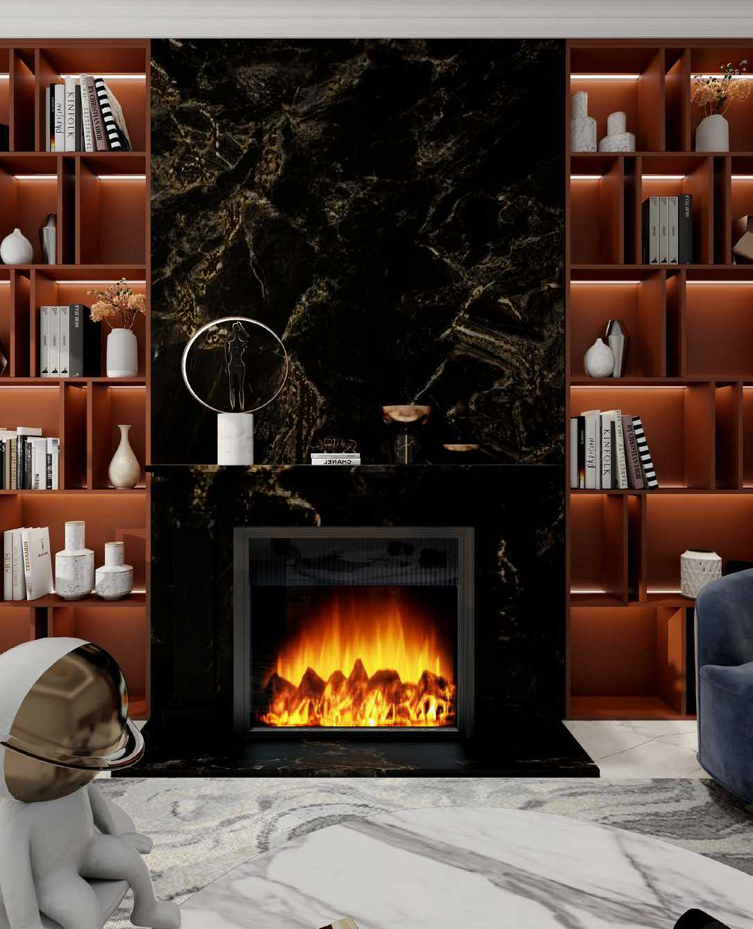 Bamboo Charcoal Board - High Gloss PET Gold-Plated Marble Design