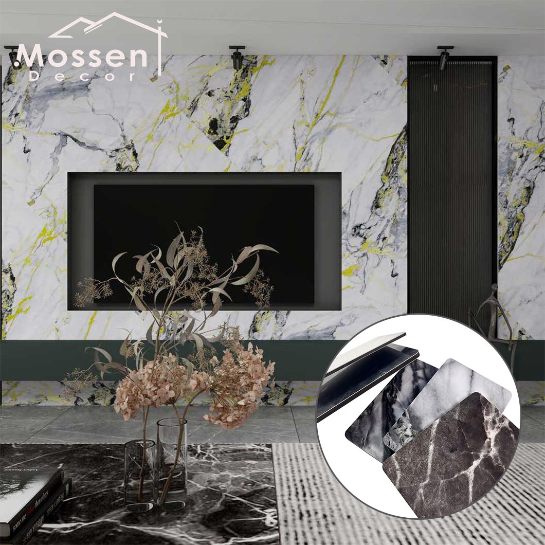 Bamboo Charcoal Board - High Gloss PET Gold-Plated Marble Design