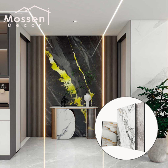 Bamboo Charcoal Board - High Gloss PET Gold-Plated Marble Design