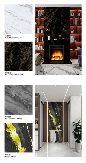 Bamboo Charcoal Board - High Gloss PET Gold-Plated Marble Design