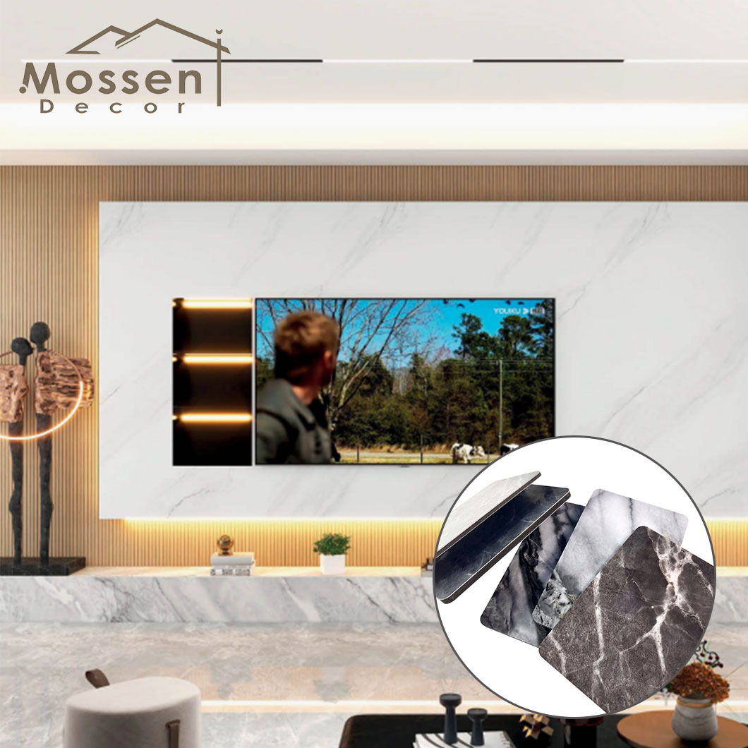 1220X2800MM Bamboo Charcoal Board - High Gloss PET Marble Design