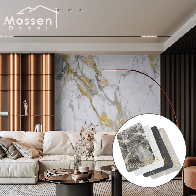 1220X2600MM Bamboo Charcoal Board - High Gloss PET Marble Design