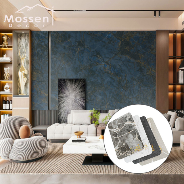 1220X2440MM Bamboo Charcoal Board - High Gloss PET Marble Design