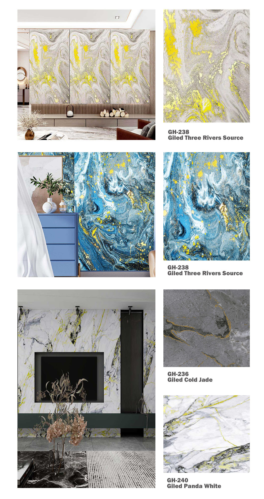 Bamboo Charcoal Board - High Gloss PET Gold-Plated Marble Design