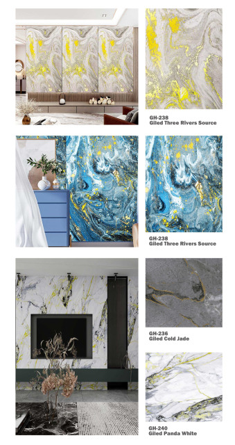 Bamboo Charcoal Board - High Gloss PET Gold-Plated Marble Design