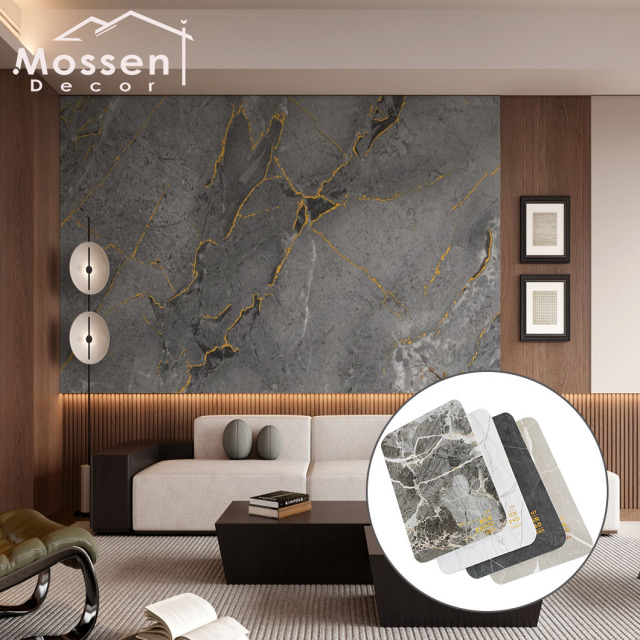 1220X2500MM Bamboo Charcoal Board - High Gloss PET Marble Design