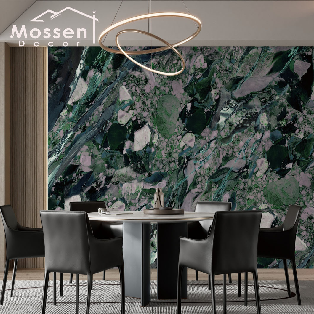 Bamboo Charcoal Board - 3D Printing Continuous Pattern High Gloss PET Marble Design