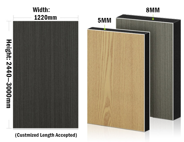 1220*2600MM Bamboo Charcoal Board - Wood Grain Design