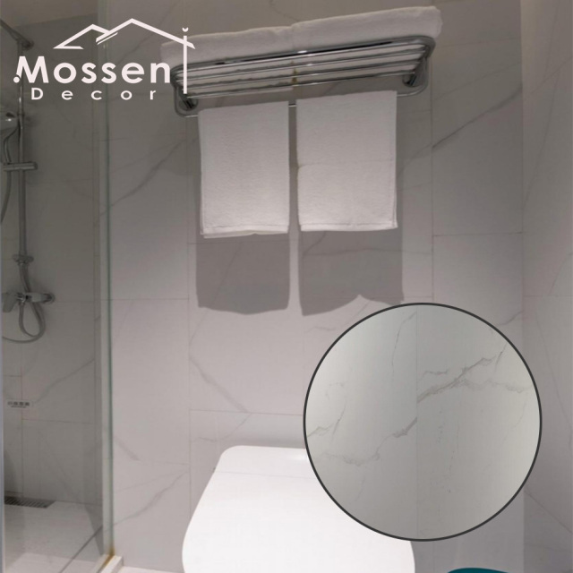 White Marble Bathroom Easy Clean Waterproof SPC Wall Panel