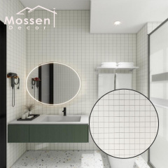 White Checkered Bathroom High Hardness Waterproof SPC Wall Panel