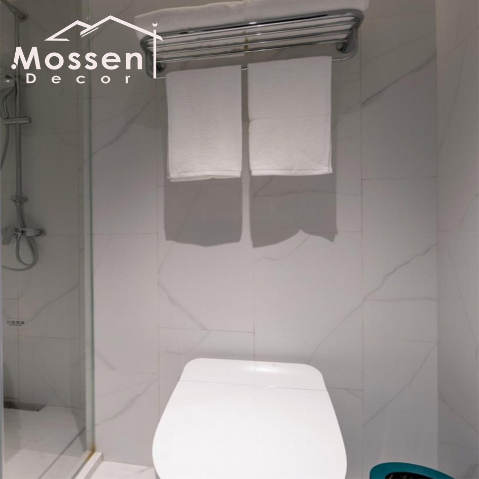 White Long Plaid Bathroom 600/1220MM Waterproof SPC Wall Panel