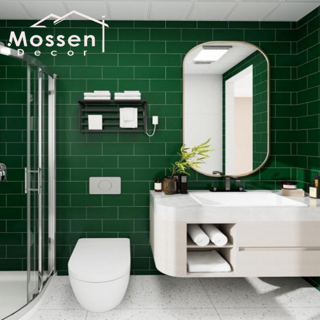 Moisture-Proof Green Brick Pattern Customized Length SPC Wall Panel