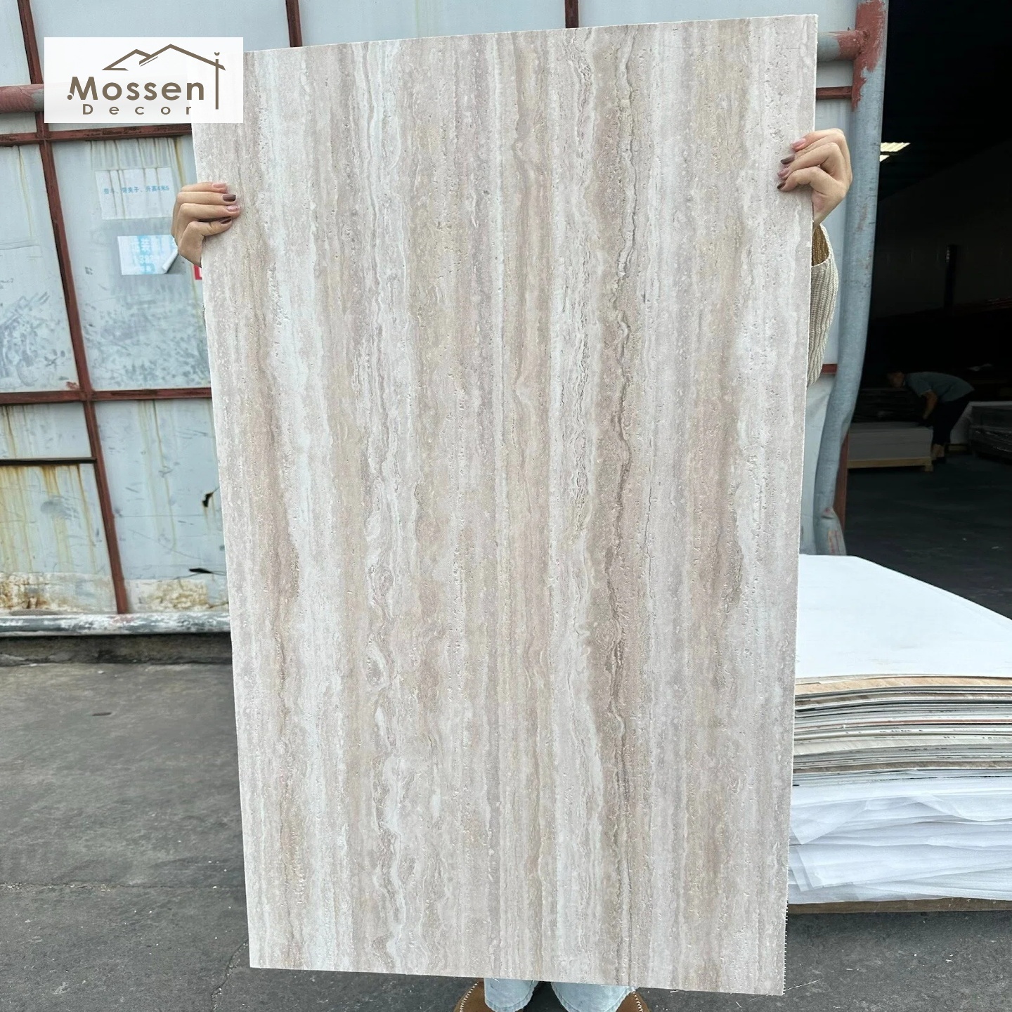 3D Printed Travertine Soft Stone Panel Modern Textured Wall Decor for Living Room