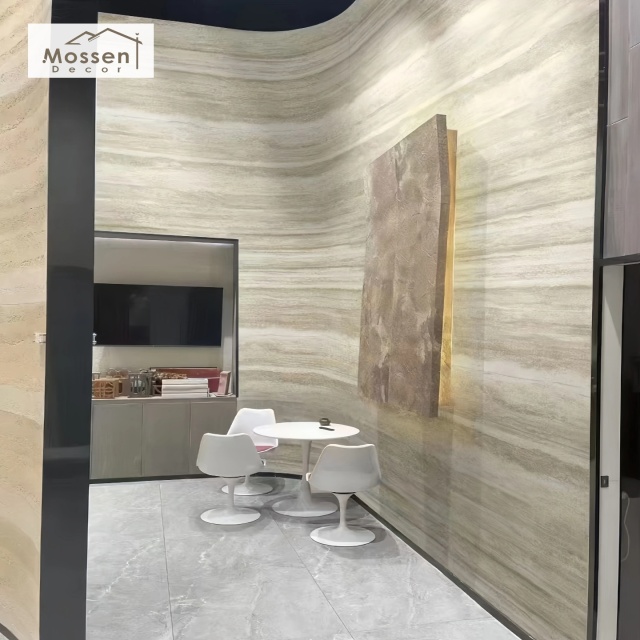 MCM Flexible Stone Travertine Panel A2 Fireproof Waterproof Lightweight Wall Cladding