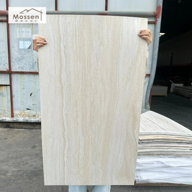 MCM Flexible Stone Travertine Panel A2 Fireproof Waterproof Lightweight Wall Cladding