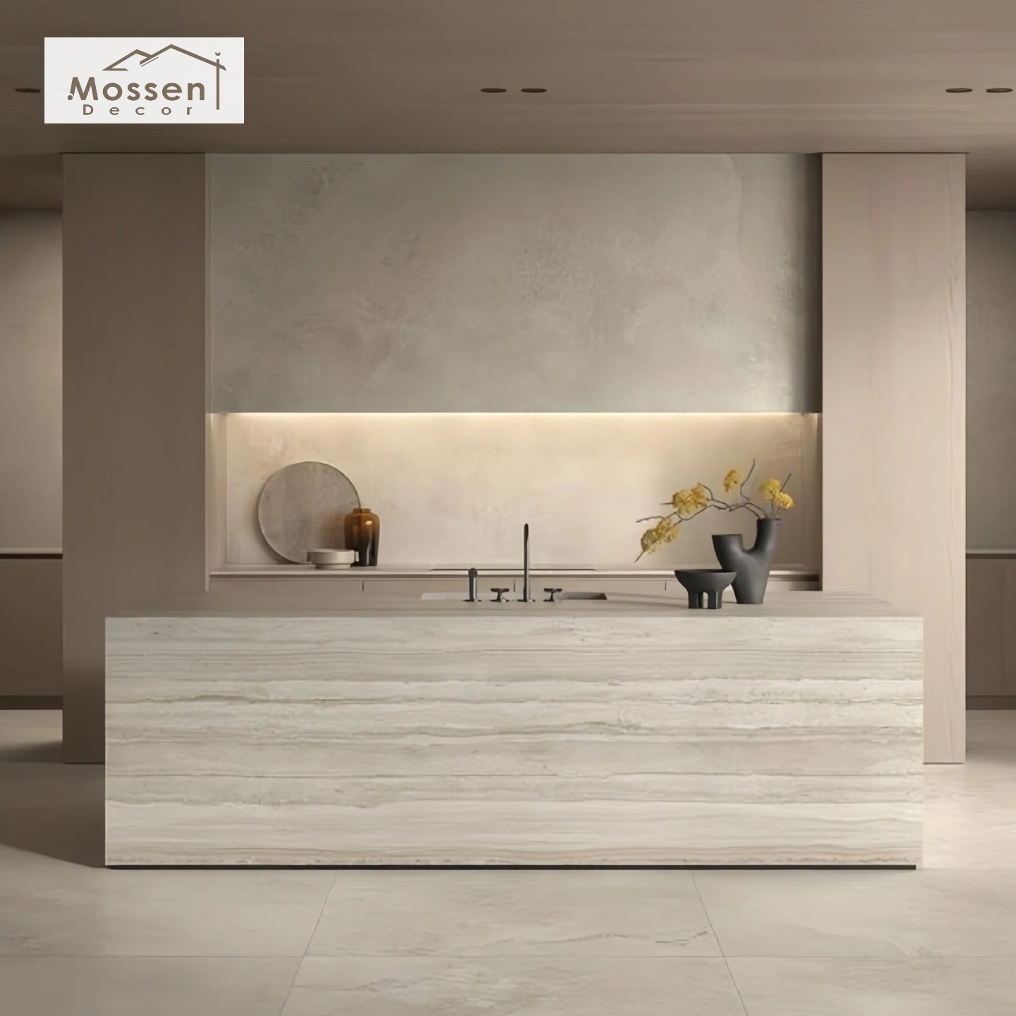 Printed Travertine Wall Panel for Living Room Soft Stone TV Background Feature Wall