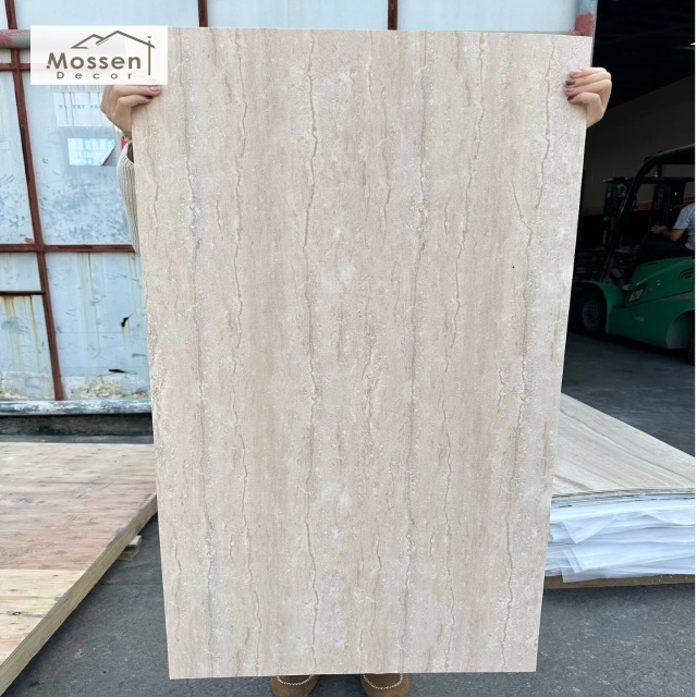 Anti-UV Exterior Soft Stone Cladding Travertine Print Weatherproof Facade Veneer