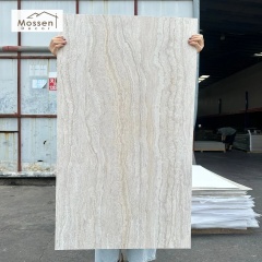 Anti-UV Exterior Soft Stone Cladding Travertine Print Weatherproof Facade Veneer