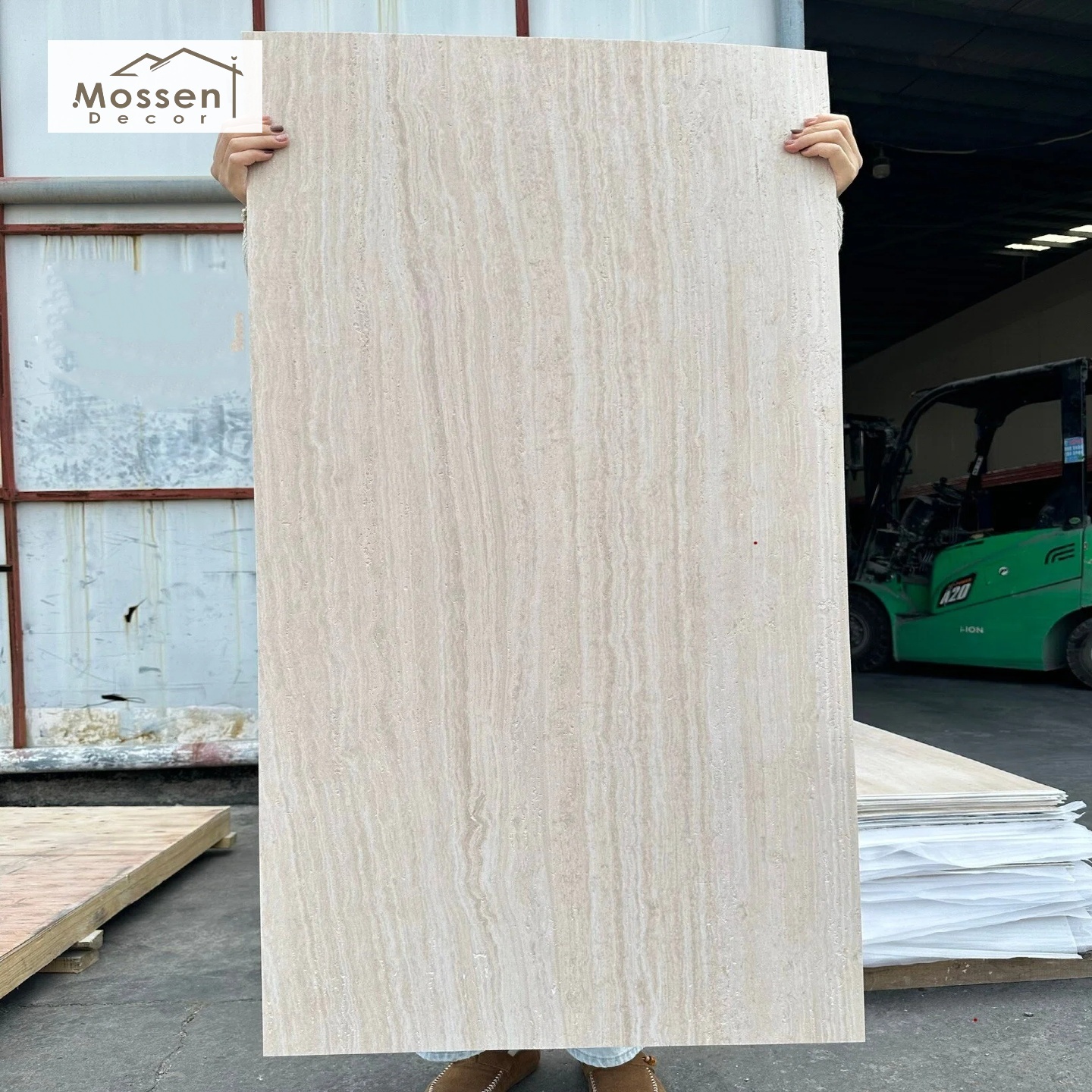 Eco-Friendly Natural Stone Look Travertine Panel Zero VOC MCM Soft Stone Wall Tile