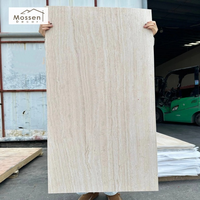 Eco-Friendly Natural Stone Look Travertine Panel Zero VOC MCM Soft Stone Wall Tile