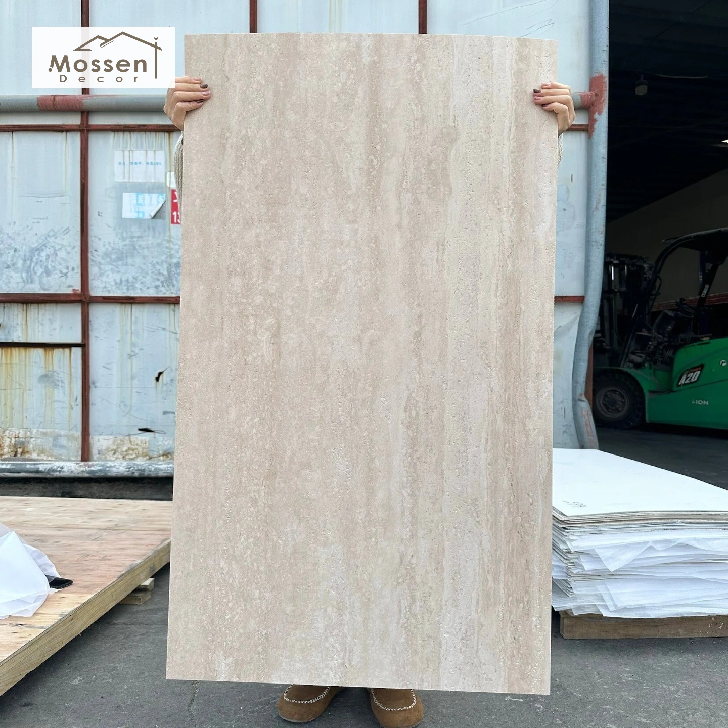 Eco-Friendly Natural Stone Look Travertine Panel Zero VOC MCM Soft Stone Wall Tile