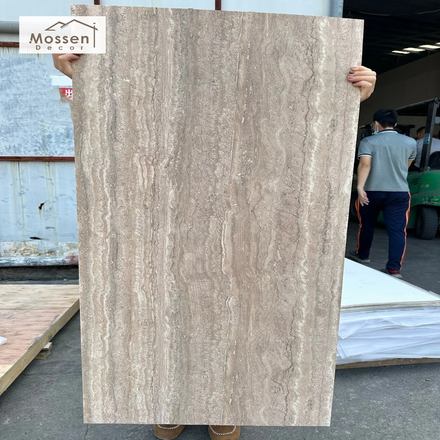 Eco-Friendly Natural Stone Look Travertine Panel Zero VOC MCM Soft Stone Wall Tile