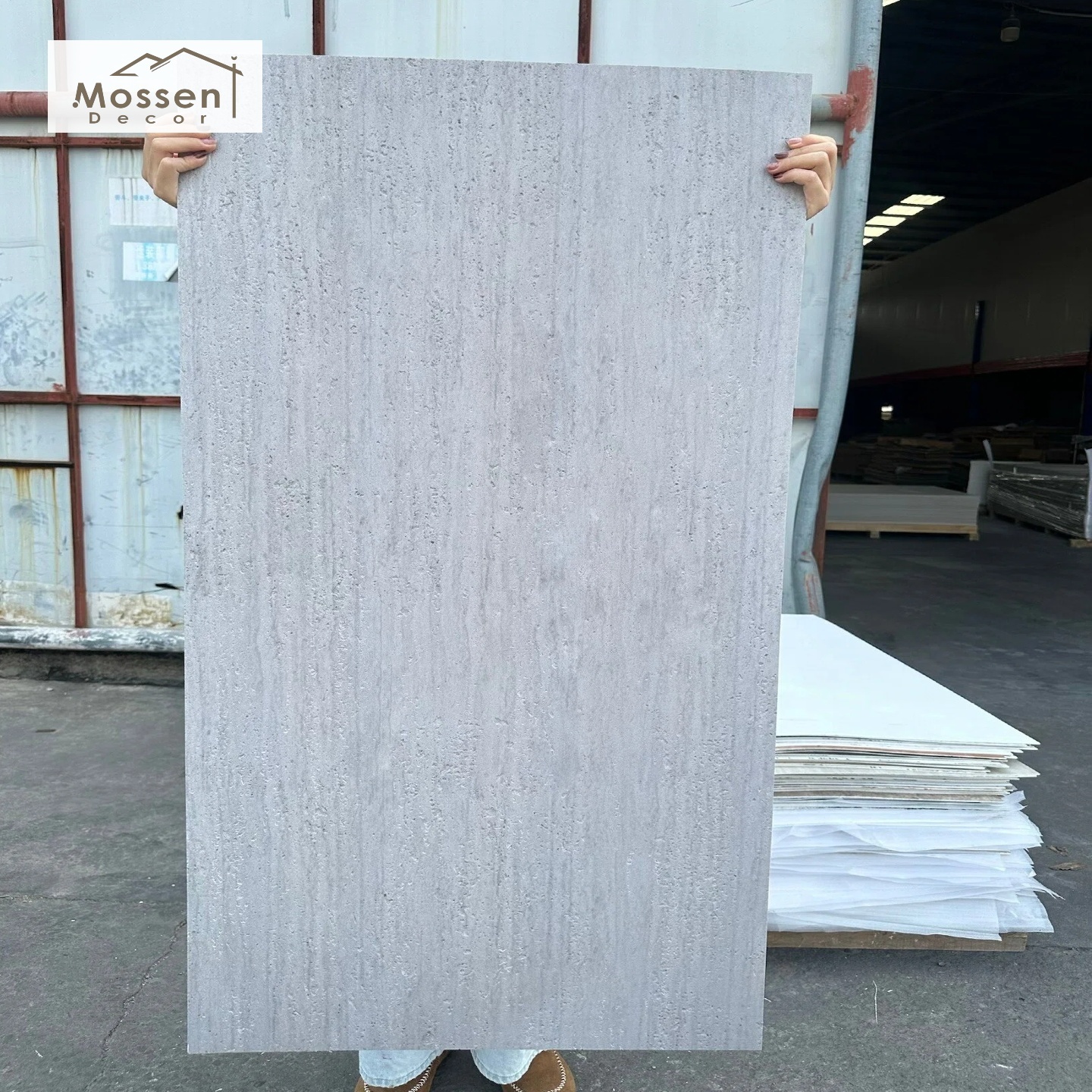 Dark Gray Printed Travertine Soft Stone Panel Flexible MCM Wall Cladding