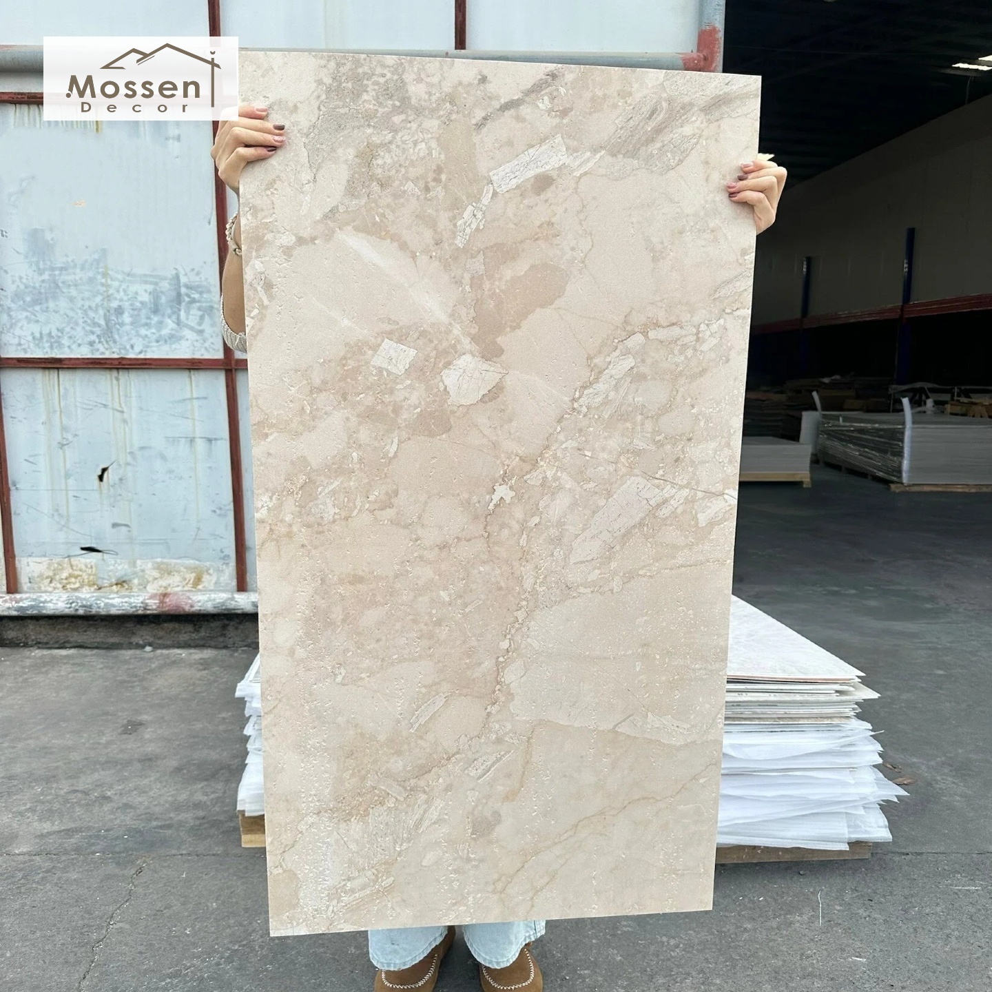 Luxury Printed Travertine Soft Stone Panel Hotel Lobby Wall Cladding MCM Veneer