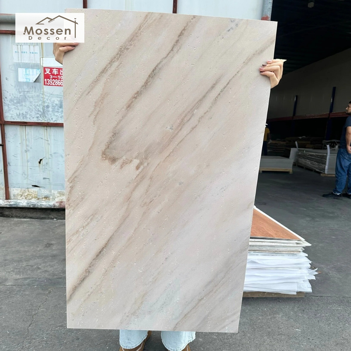Luxury Printed Travertine Soft Stone Panel Hotel Lobby Wall Cladding MCM Veneer