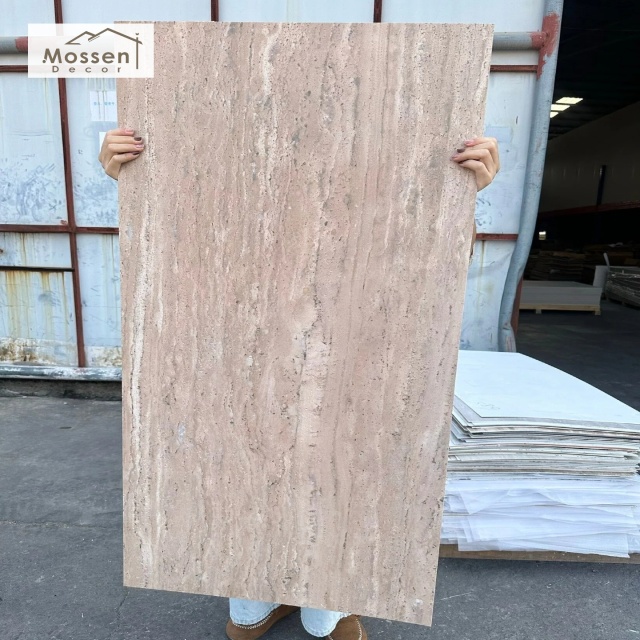 Luxury Printed Travertine Soft Stone Panel Hotel Lobby Wall Cladding MCM Veneer