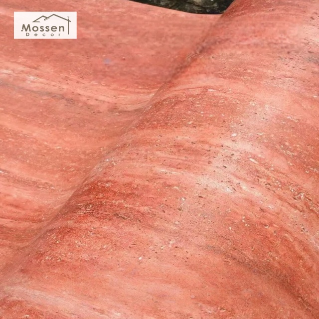 Classic Red Travertine Soft Stone Panel Bold Flexible MCM Wall Cladding for Commercial Interiors