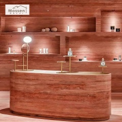 Deep Red Burgundy Travertine Soft Stone Panel Dark MCM Flexible Wall Cladding for Luxury Design