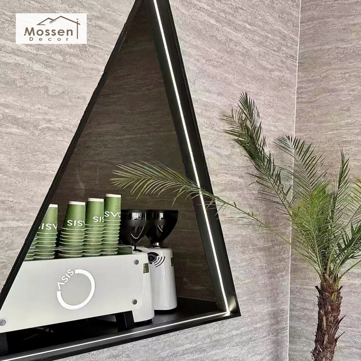 Restaurant Wall Cladding Soft Stone Panel Waterproof Travertine Print Easy Clean Fireproof
