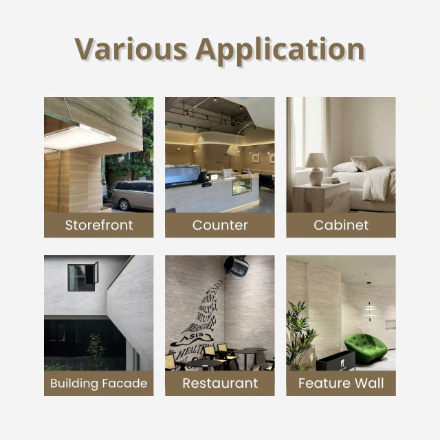 Restaurant Wall Cladding Soft Stone Panel Waterproof Travertine Print Easy Clean Fireproof
