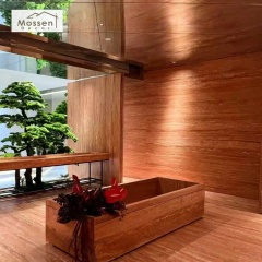 Deep Red Burgundy Travertine Soft Stone Panel Dark MCM Flexible Wall Cladding for Luxury Design