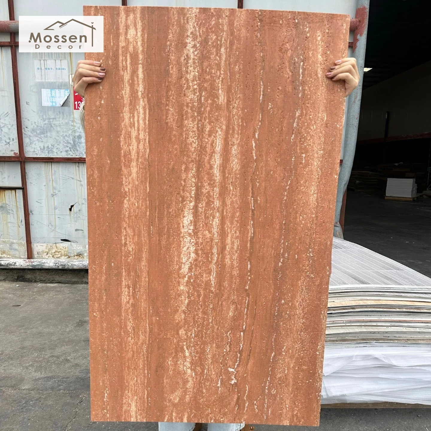 Classic Red Travertine Soft Stone Panel Bold Flexible MCM Wall Cladding for Commercial Interiors