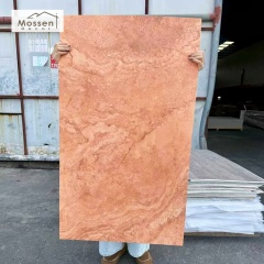 Deep Red Burgundy Travertine Soft Stone Panel Dark MCM Flexible Wall Cladding for Luxury Design