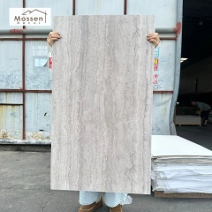 Restaurant Wall Cladding Soft Stone Panel Waterproof Travertine Print Easy Clean Fireproof