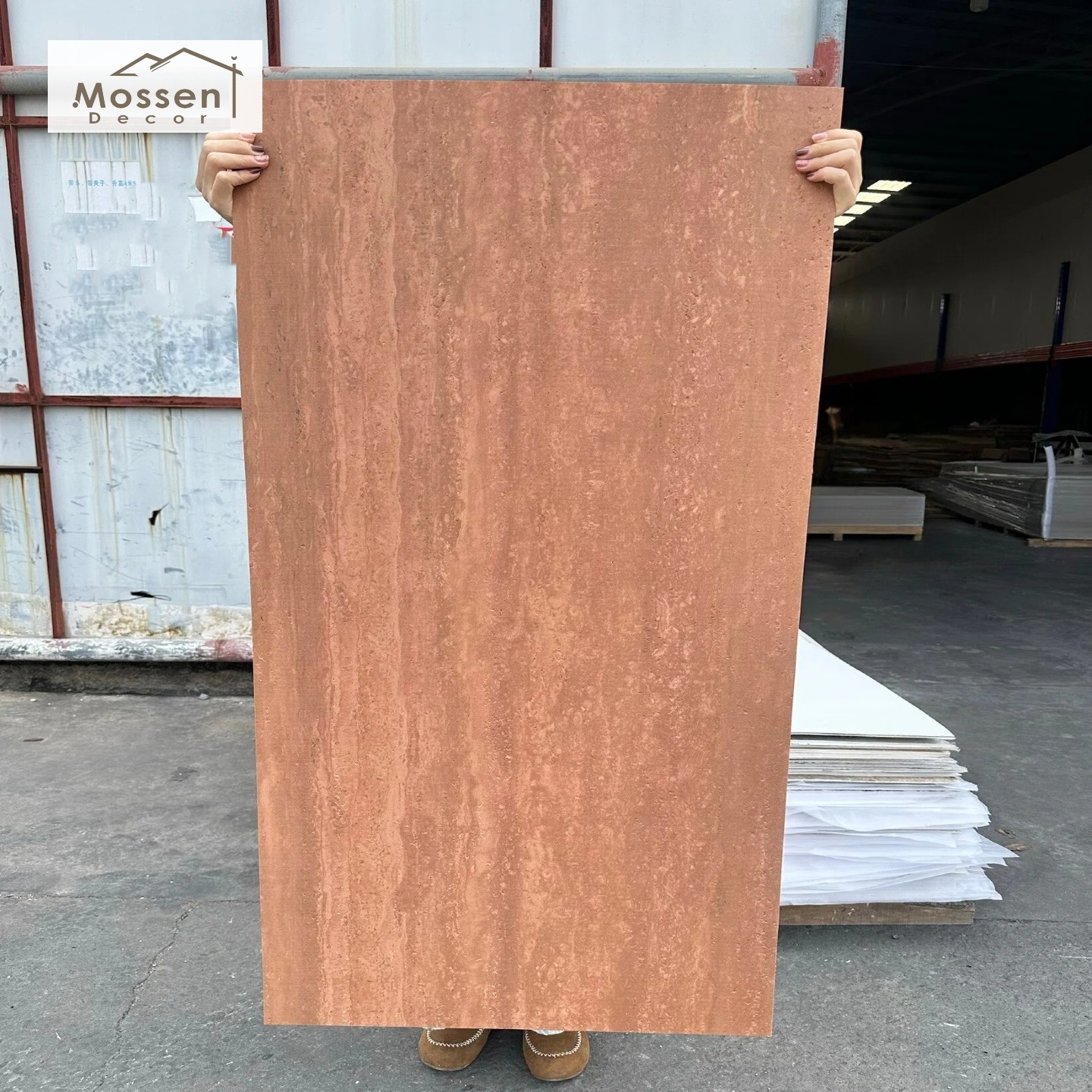Classic Red Travertine Soft Stone Panel Bold Flexible MCM Wall Cladding for Commercial Interiors