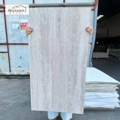 Restaurant Wall Cladding Soft Stone Panel Waterproof Travertine Print Easy Clean Fireproof