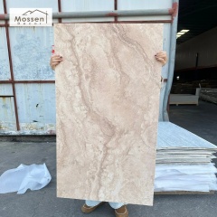 Restaurant Wall Cladding Soft Stone Panel Waterproof Travertine Print Easy Clean Fireproof