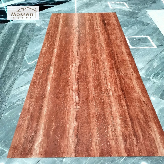 Deep Red Burgundy Travertine Soft Stone Panel Dark MCM Flexible Wall Cladding for Luxury Design