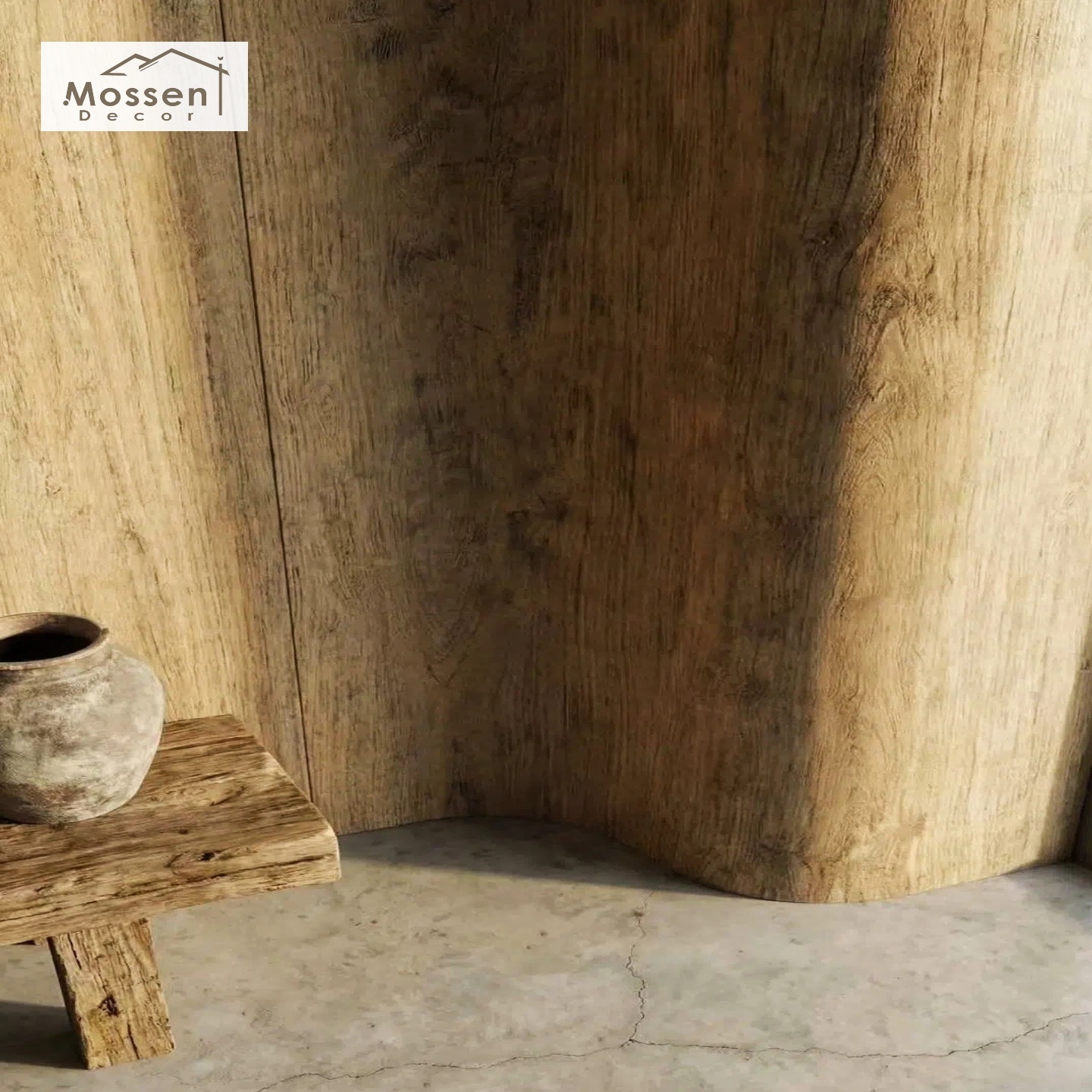 Antique Wood Grain Bendable Stone Panels Rustic Texture Wall Cladding for Interior Accent Wall