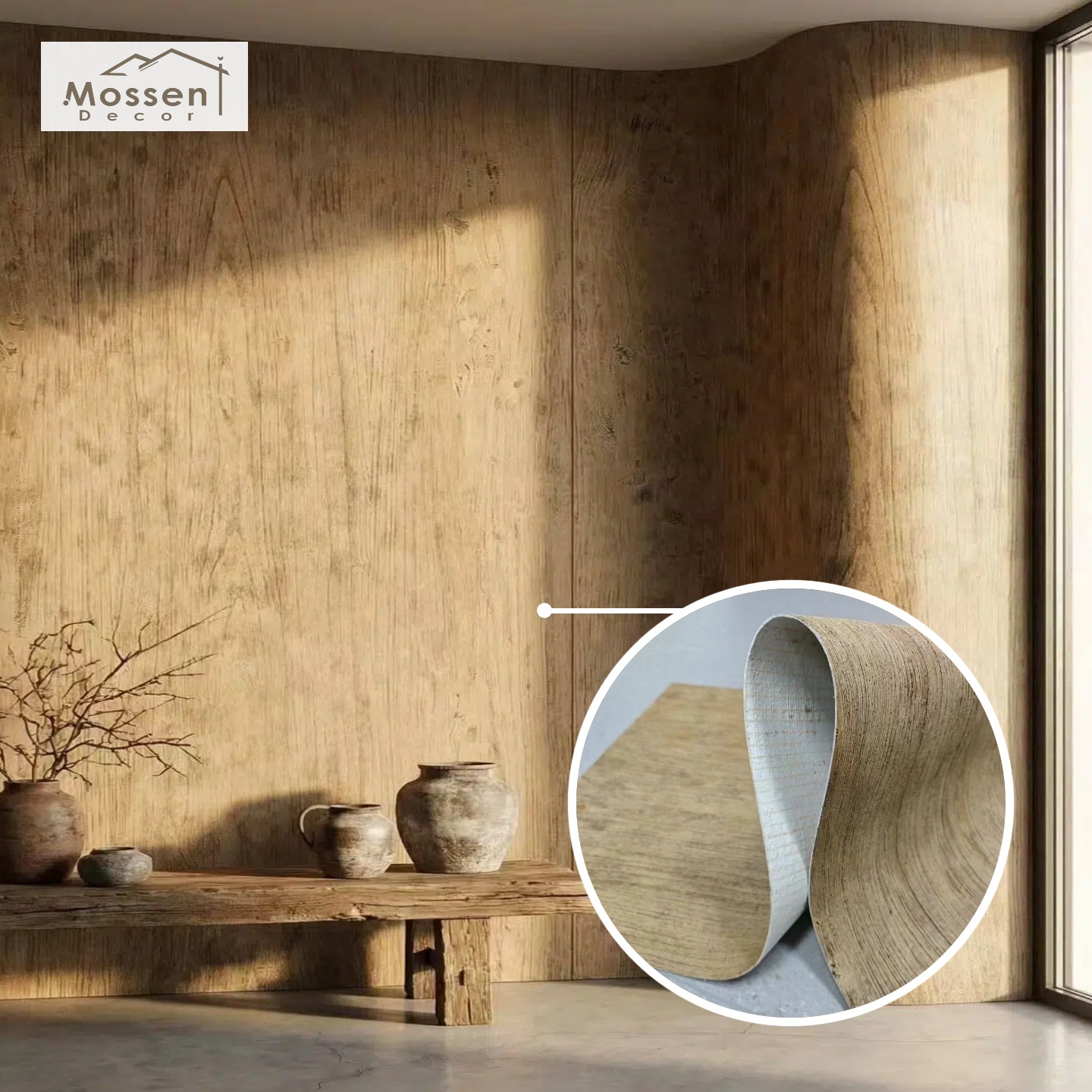 Wood Grain Flexible Stone Veneer Natural Timber Look Lightweight Soft Stone Wall Panels