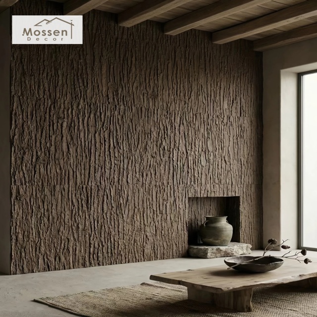 Lightweight Wood Bark Wall Cladding Fireproof Waterproof Flexible Stone Wall Cladding