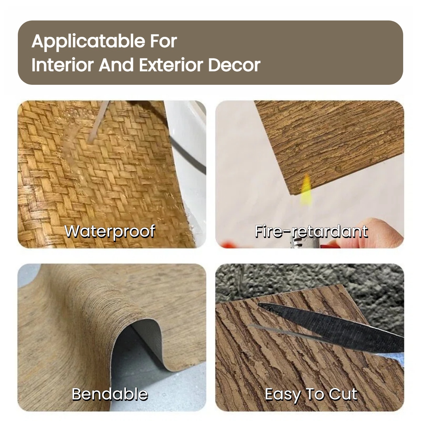 Lightweight Wood Bark Wall Cladding Fireproof Waterproof Flexible Stone Wall Cladding