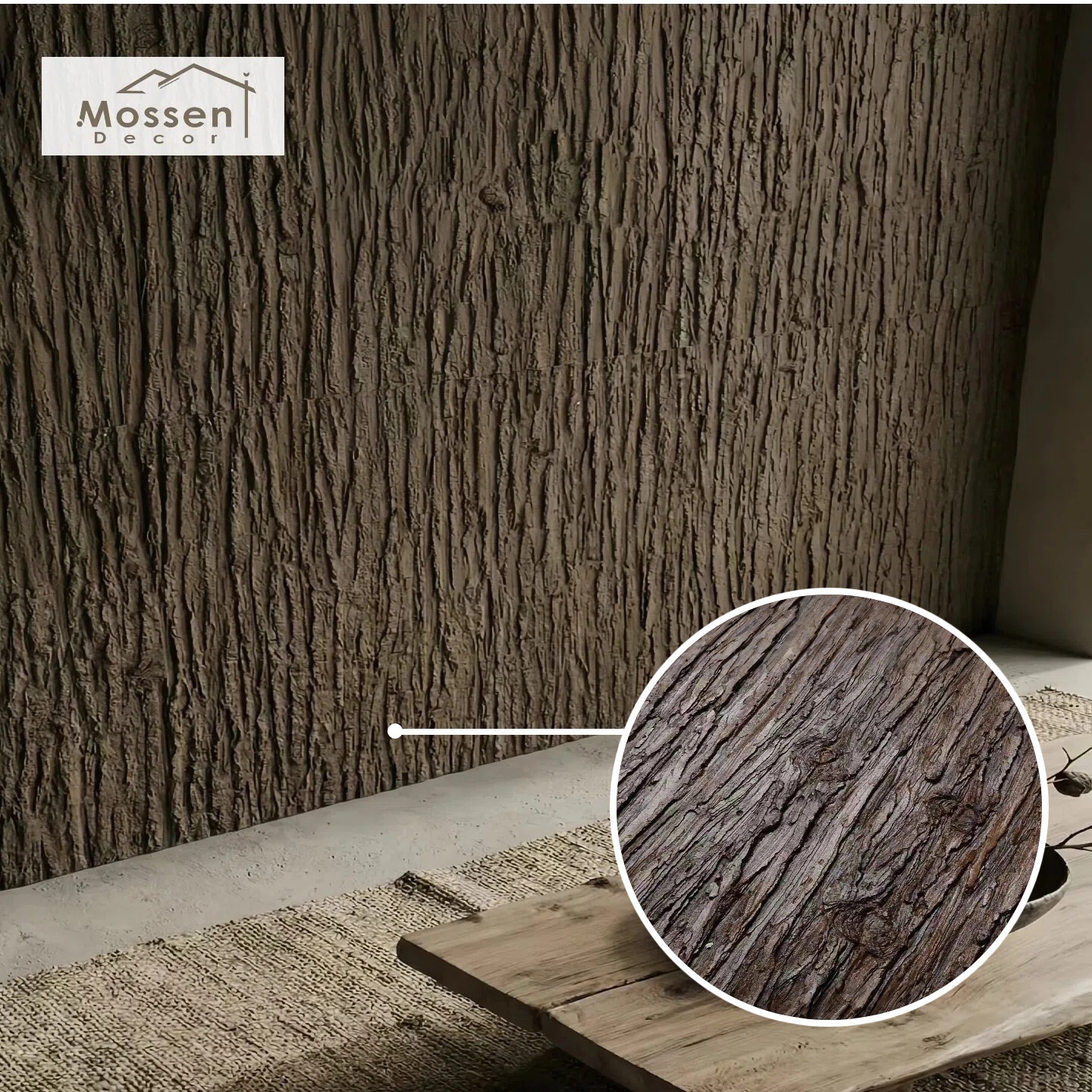 Lightweight Wood Bark Wall Cladding Fireproof Waterproof Flexible Stone Wall Cladding