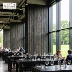 Burnt Wood Cladding Panels for Restaurant Entrance Doorway and Interior Wall Decoration