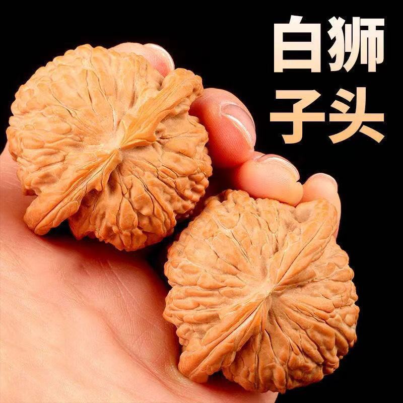 中国非遗文化文玩核桃白狮子头一对