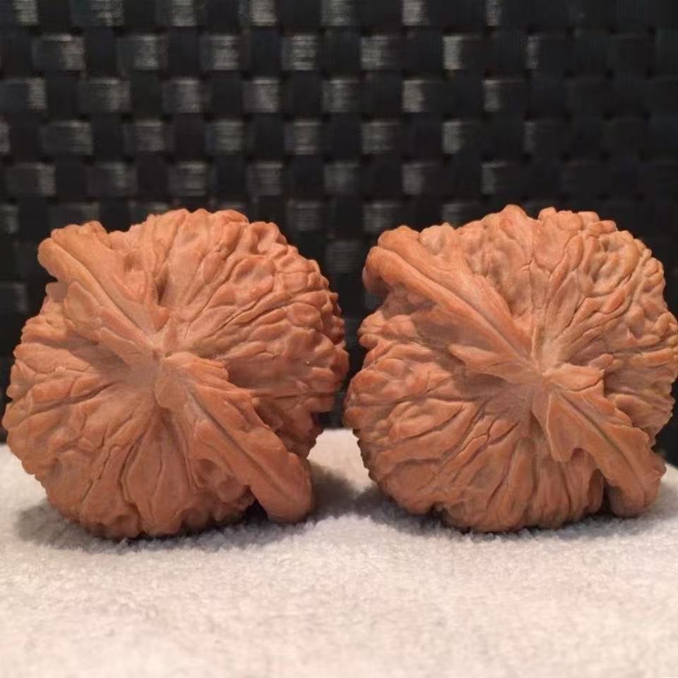 White Lion Head, China's intangible cultural heritage Wenwen walnut, an exquisite pair of old tree fruit coloring, this is a walnut that likes to grow three edges, and its trend in the later period is quite fast, it is a great gift and health artifact.